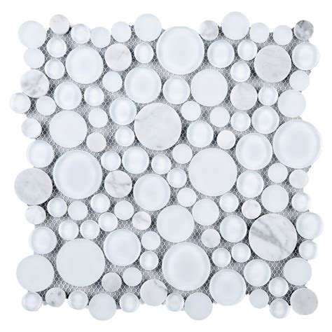 Multilemulti Tile White Glass And Carrara Bubble Mosaic Tile Wholesale