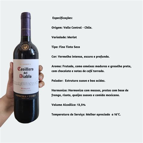 Casillero Del Diablo Merlot Reserva Concha Y Toro Vinho Fino Tinto