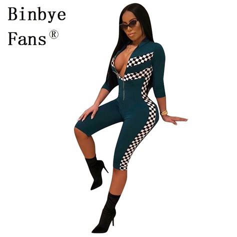 Binbye Fans Plaid One Piece Rompers Womens Jumpsuit Sexy Playsuit 2018