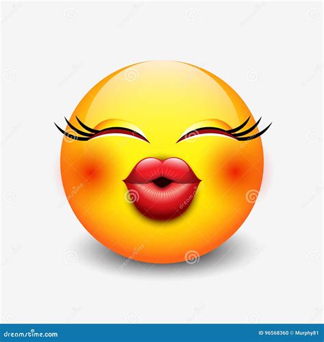 Cute Kissing Emoticon Emoji Smiley Vector Illustration Stock Vector