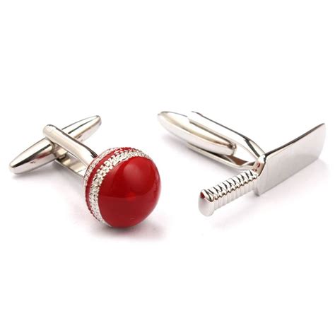 Cricket Cufflinks Red Ball And Bats Cufflink Sports Cuff Links