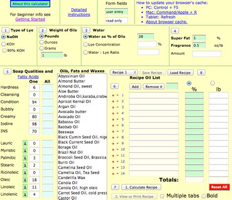 Recipe builder includes complete lye calculator for all things soap making. Soap Calculator - SoapCalc.net | Soap Making | Pinterest ...