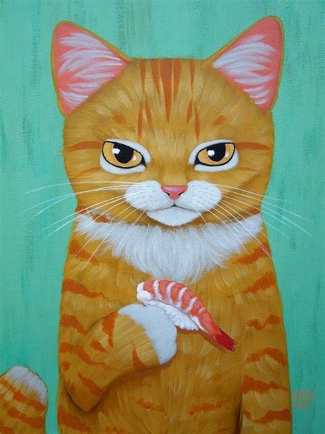 Cary Chun Lee Cat Painting Canvas Painting Cute Cat Drawing Orange