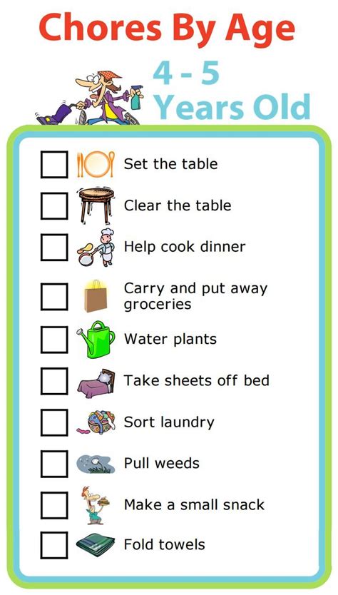 Week 15 Free Printable Chores For 4 5 Year Olds Chores Chores For