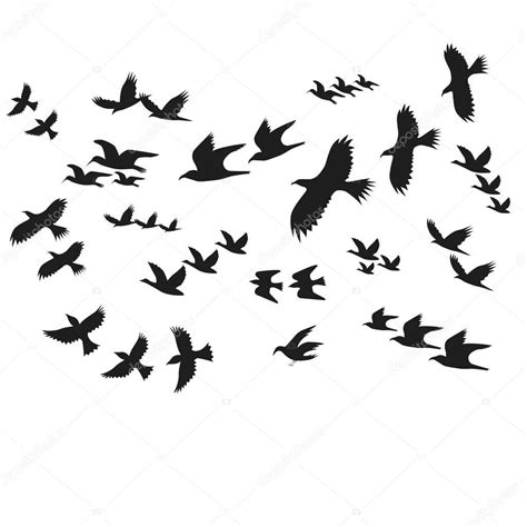 Silhouette Black Fly Birds Vector — Stock Vector © Bigmouse 141180182