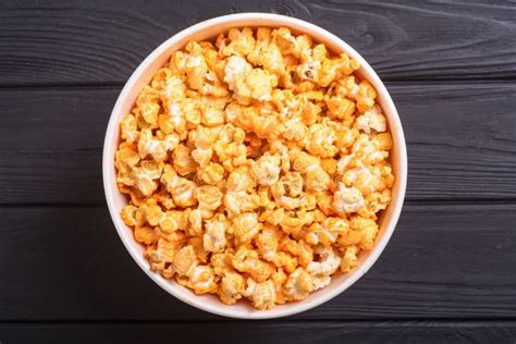 Yellow Cheese Popcorn In Bowl Stock Image Image Of Party Isolated
