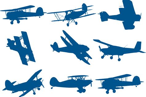 Airplane Biplane Silhouette Download Blue Plane Png Download 5667