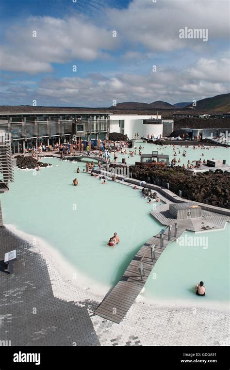 Iceland View Of The Blue Lagoon A Geothermal Spa Located In A Lava