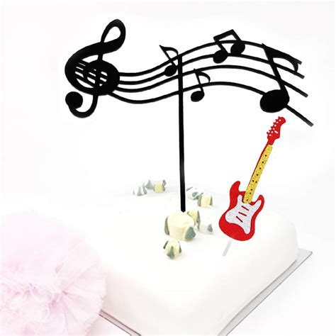Buy Music Notes Cupcake Toppers Acrylic Guitar Cake Toppers Musical