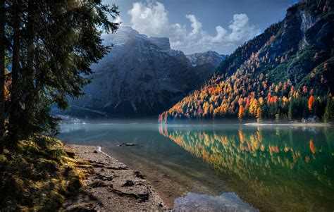 Landscape Nature Italy Trees Forest Lake Reflection Mountains