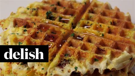 How To Make Bacon Egg And Cheese Waffles Delish Youtube