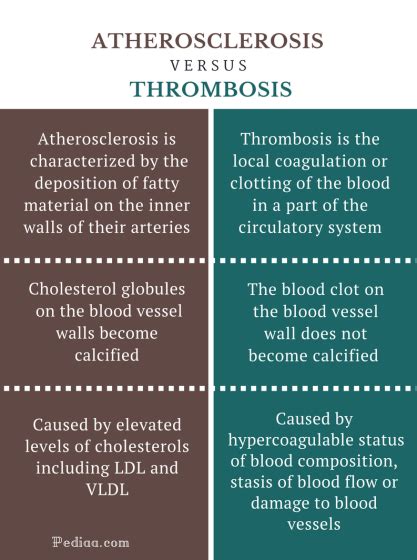 Difference Between Atherosclerosis And Thrombosis Causes Symptoms