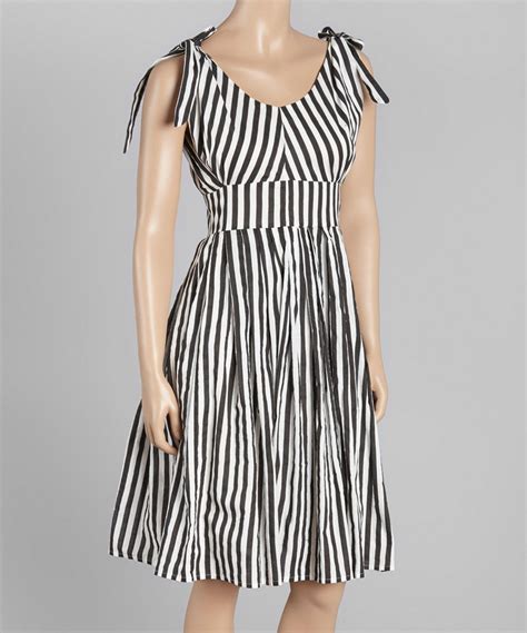 Black And White Stripe A Line Dress A Line Dress Dresses Black White