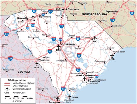 Map Of South Carolina Commercial Airports