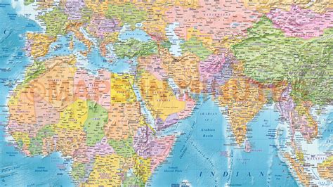 Political With Relief World Wall Map Vinyl 60 X 38