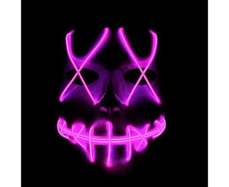 Halloween Led Glow Masks 3 Modes El Wire Light Up The Purge Cosplay
