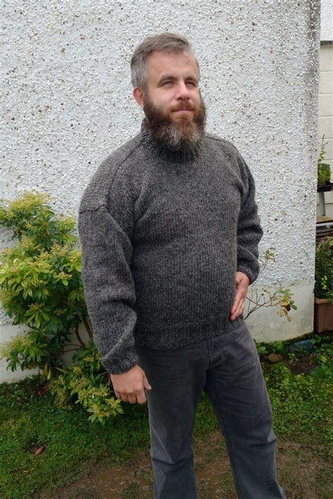 Irish Fisherman Sweater Dark Gray 100 Raw Organic Wool Undyed