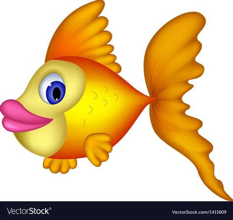 Vector Illustration Of Cute Yellow Fish Cartoon Download A Free