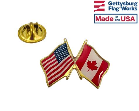 Canada And Us Double Waving Crossed Flags Friendship Lapel Etsy