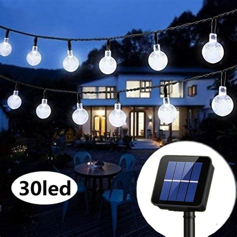 21ft 30 led solar globe fairy string lights outdoor bulb pathway wall landscape night string