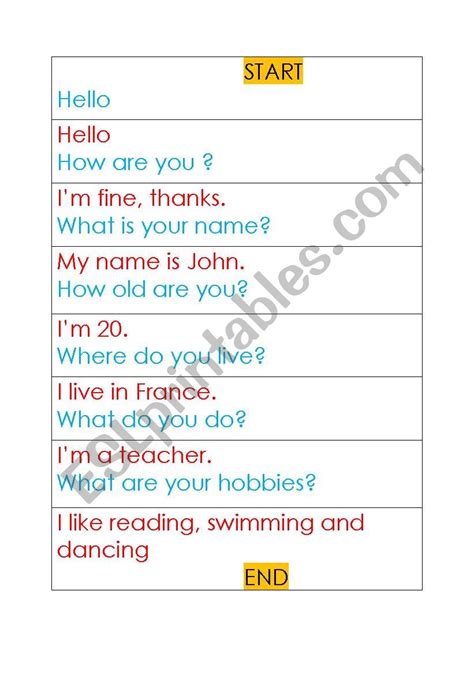 Introductions Speaking And Listening Chain Esl Worksheet By Shorey