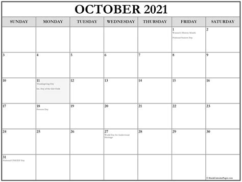 These free 2021 calendars are.pdf files that download and print on almost any printer. Collection of October 2021 calendars with holidays