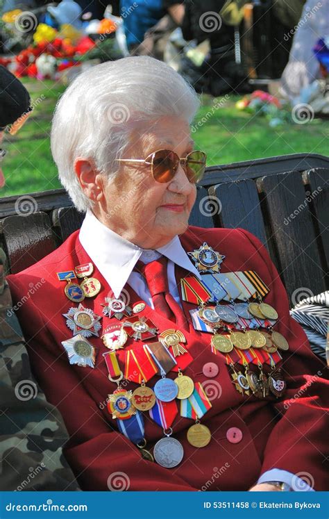Portrait Of A War Veteran Woman Editorial Stock Photo Image Of Gray