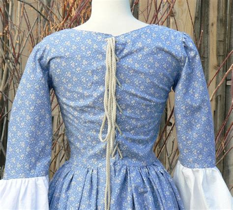 Colonial 18th Century Dress Cotton Historical Day Gown Floral Etsy