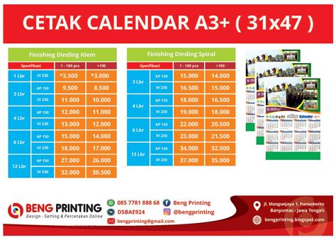 Cetak Calendar Percetakan Online Beng Printing
