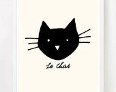 Items similar to Le Chat (The Cat) 8x10 inch print on A4 - Darling ...
