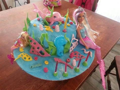 This pretty cake was custom designed for a little 2 year old girl. Mermaid Barbie cake for my 4 year old (With images ...