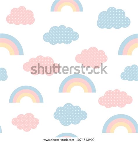 Cute Clouds Rainbow Seamless Pattern Cartoon Stock Vector Royalty Free