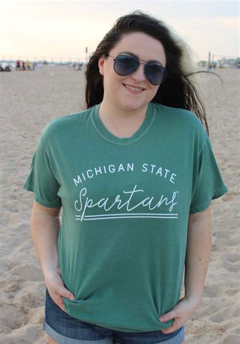 Michigan State Spartans Womens Green New Basic Short Sleeve T Shirt