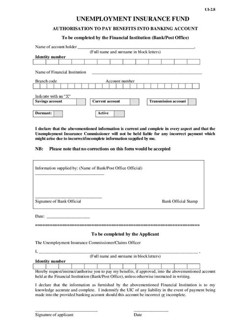 Go back to the top and craft a powerful bank teller resume summary or objective. Form UI 2.8 - Authorisation to pay benefits into bank account, Document, Labour Law, South ...