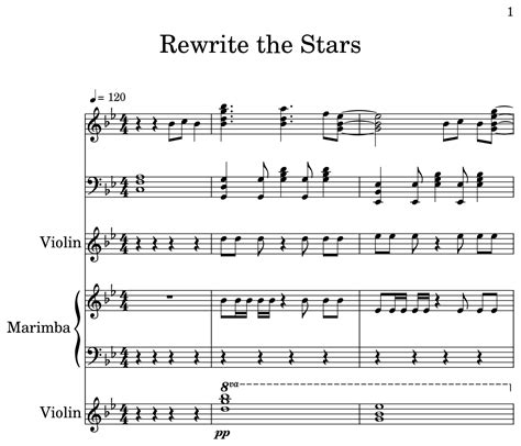 Rewrite The Stars Sheet Music For Piano Violin Marimba