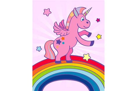 Hand Drawn Pink Unicorn Rainbow 821463