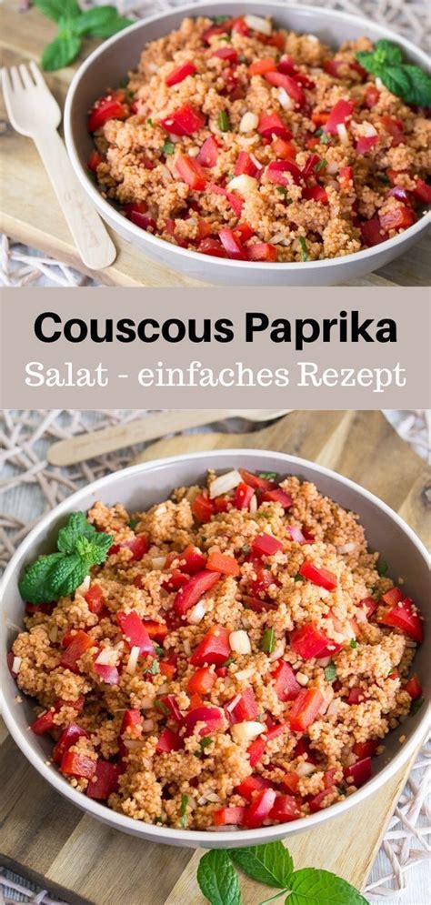 Unser beliebtes rezept für gefüllte paprika mit couscous und mehr als 65.000 weitere kostenlose rezepte auf couscous in eine flache form geben und mit 250 ml kochendem wasser übergießen. Couscous-Paprika-Salat mit Minze Rezept - MakeItSweet.de ...