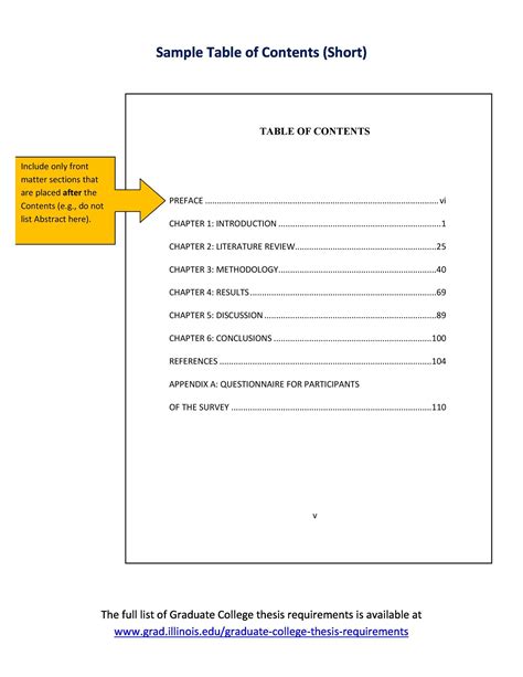 Table Of Contents Example