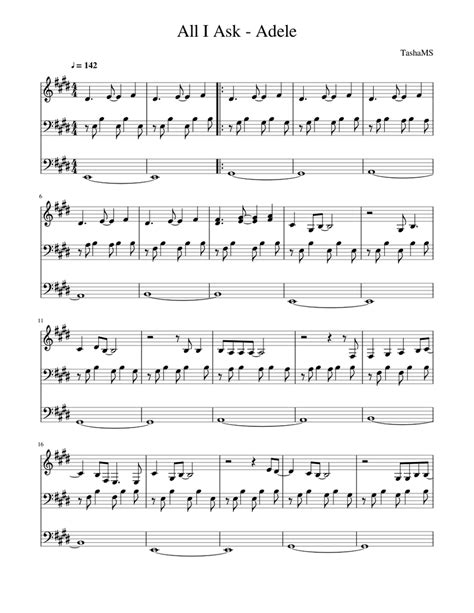 All I Ask Adele Sheet Music For Piano Solo