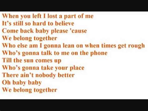 We belong together by mariah carey from her album, emancipation of mimi. Mariah Carey- We belong together lyrics - YouTube