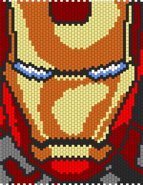 Cool Iron Man Pixel Art Grid
