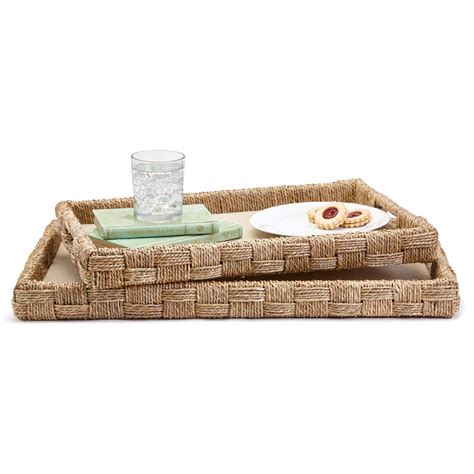 S2 Hand Crafted Sea Grass And Rattan Oversized Decorative Square Tray