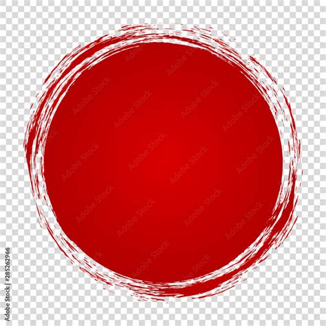 Red Round Banner Brush Painted Circle On Transparent Background Stock