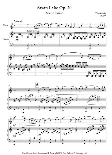 Tchaikovsky Swan Lake Op 20 Scene Finale Sheet Music For Flute