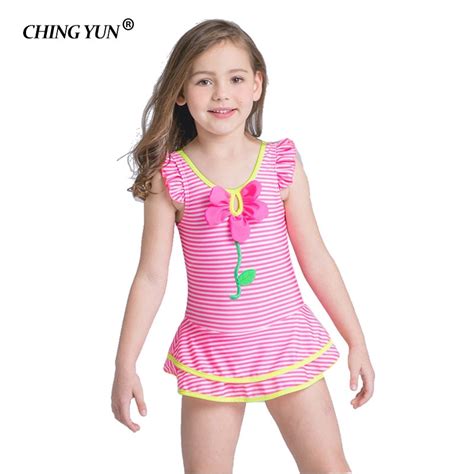 Children Swimwear Cute Girls Ruffled One Piece Dress Style Summer Care