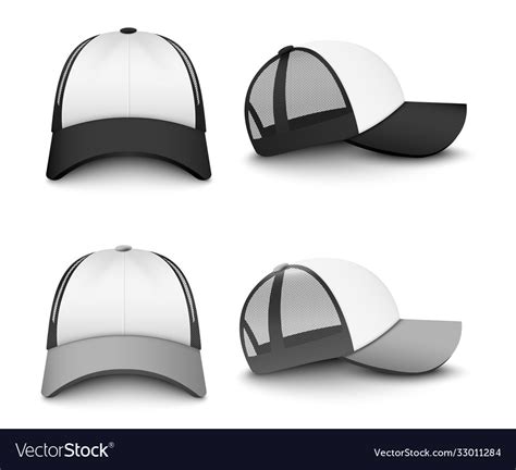 snapback baseball cap mockup set from front vector image