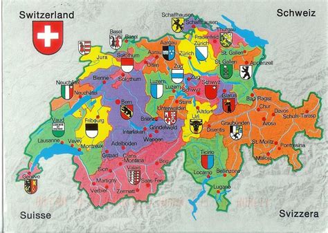Switzerland Map Switzerland Map Card Remembering Letters And