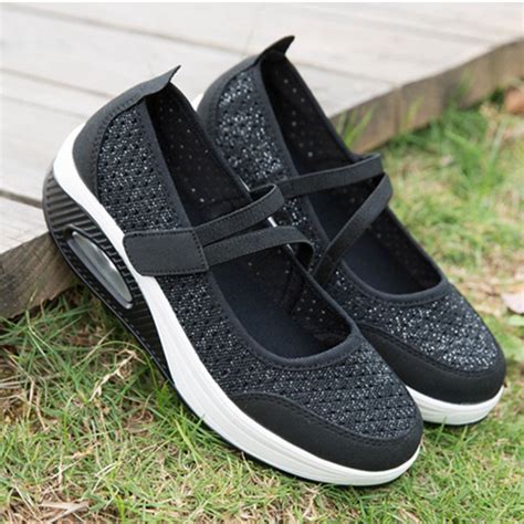 Women Woven Mesh Walking Shoes Comfortable Breathed Lightweight Sneakers Casual Height