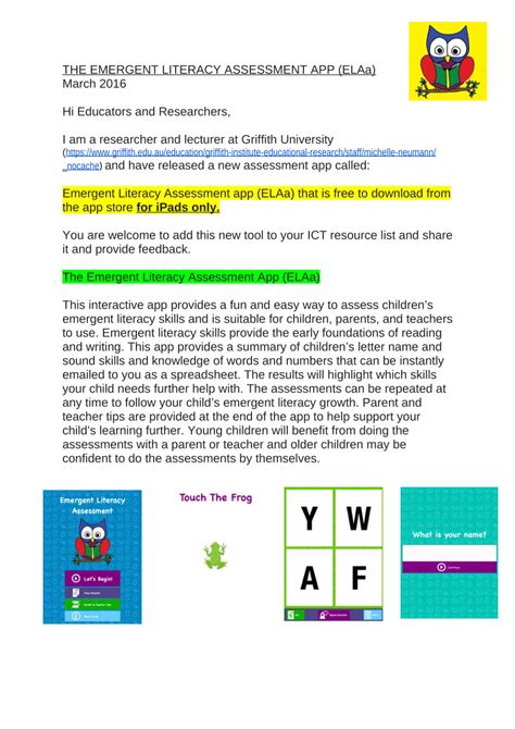 Pdf The Emergent Literacy Assessment App Elaa Itunesapple
