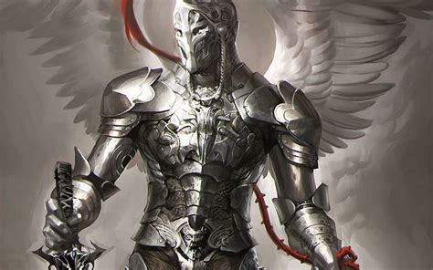 Hd Wallpaper Angel Knight Silver Armor With Wings Fantasy 1920x1200